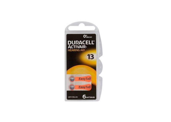 Duracell A13 hörapparatsbatterier - 6 st